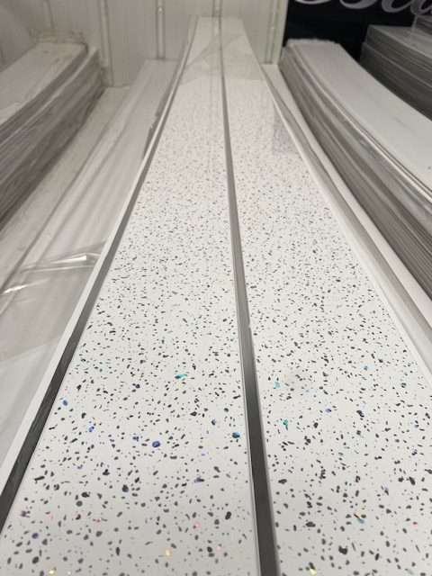 White Sparkle 2 Chrome 2950x250x8mm PVC Panel - Image 3