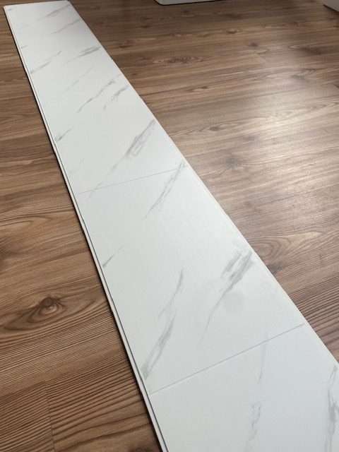 Cut Tile Series New White Marble Matt 2800 x 250 x 8mm PVC Panel - Image 2