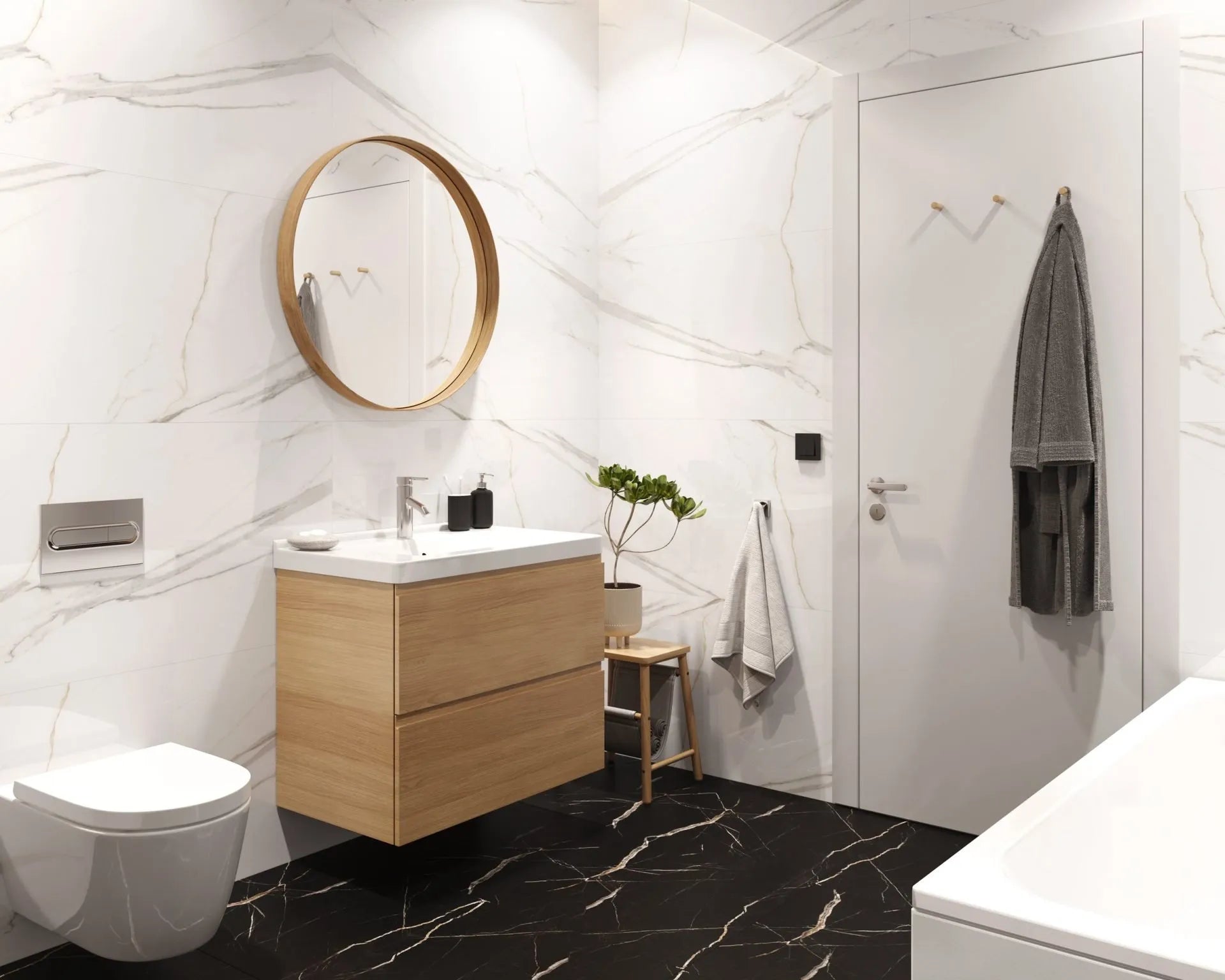 Vilo SPC Stone Tile Flooring – Calacatta Black - Image 3