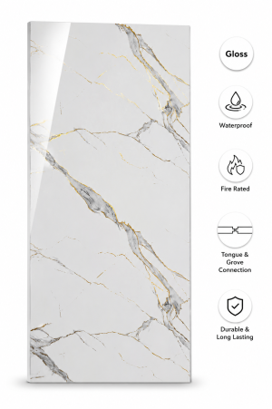 Calacatta Gold Gloss PVC Panel - 2400 x 1000 x 10mm