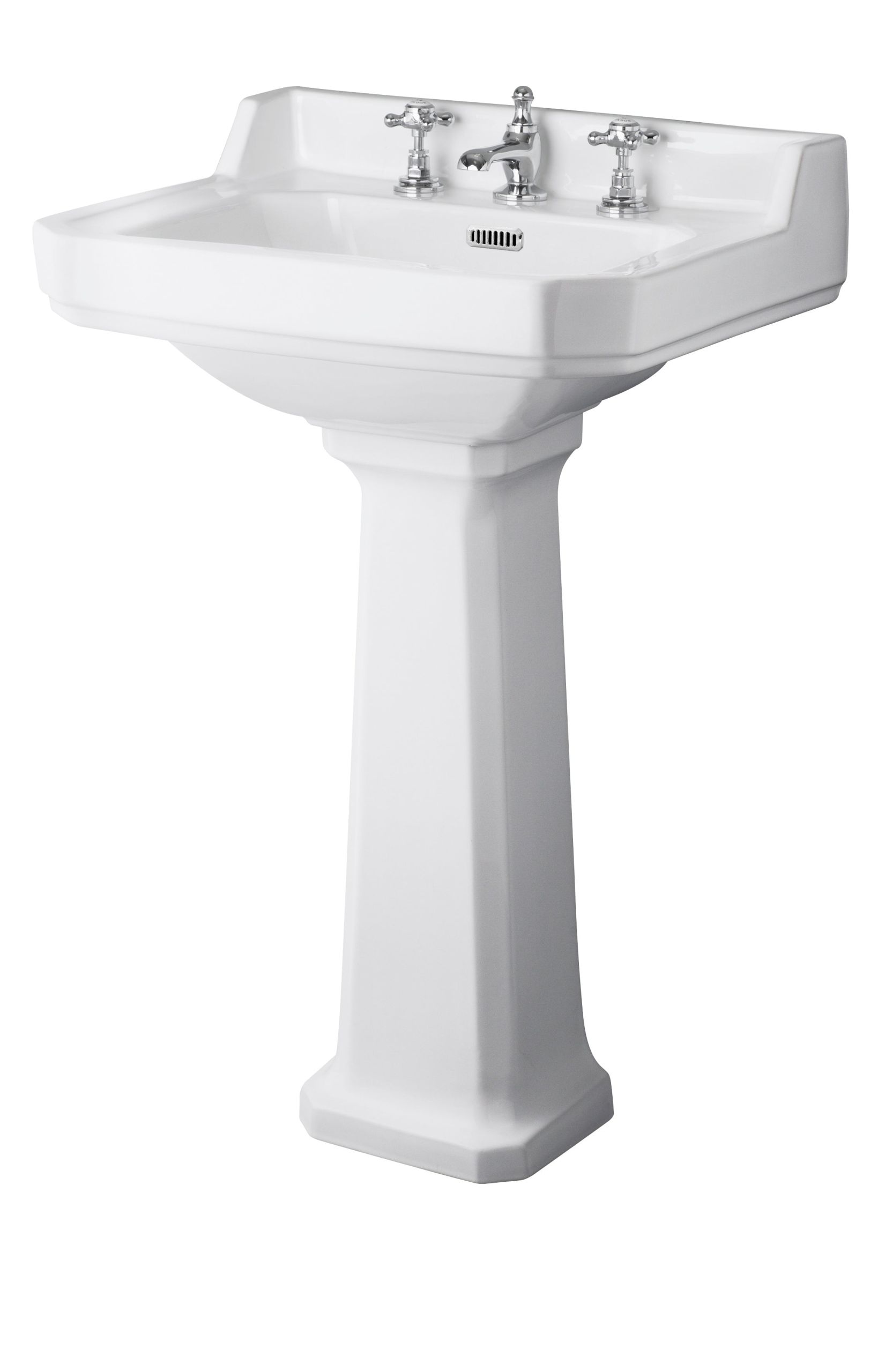 HR Richmond 600mm Basin & Pedestal 3 Tap Hole - Image 3