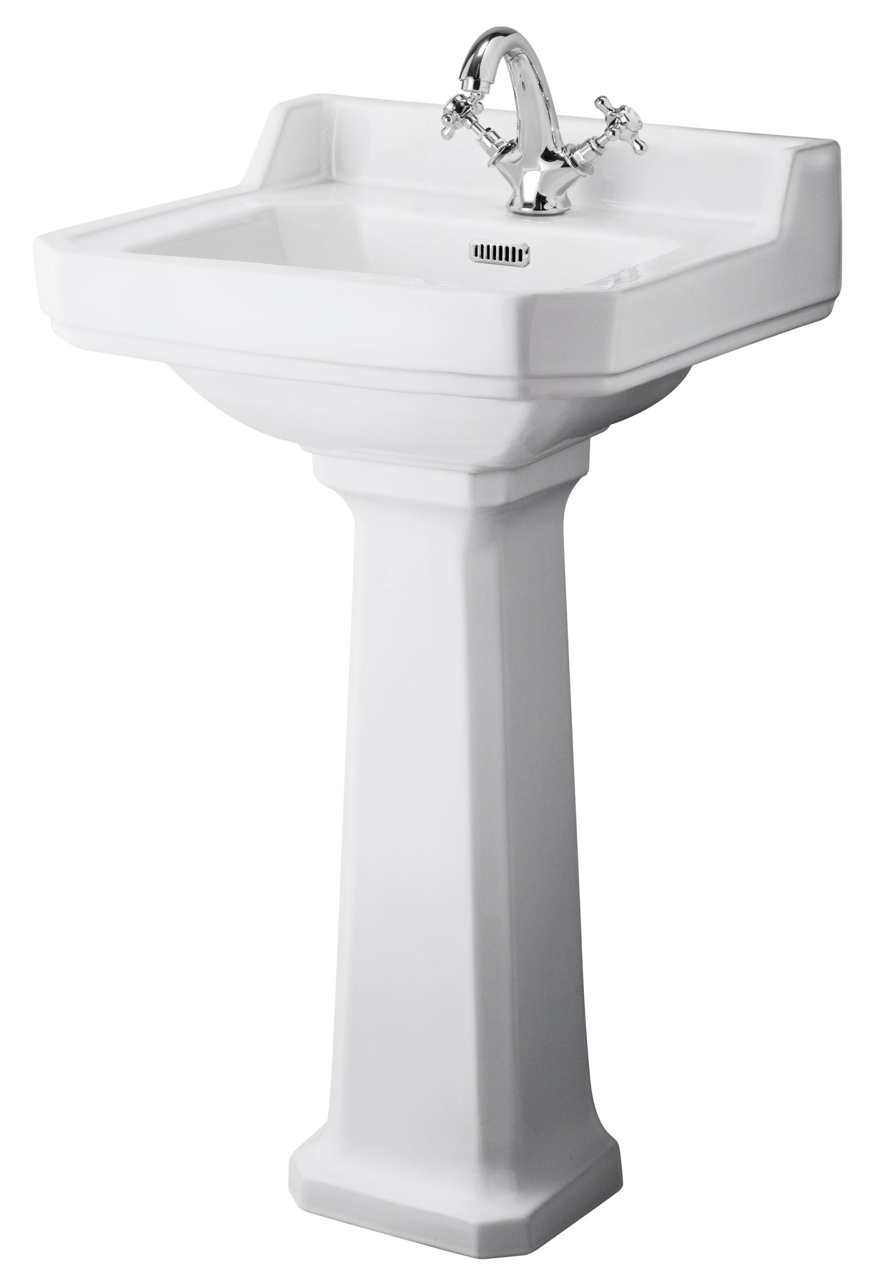 HR Richmond 500mm Basin & Pedestal 1 Tap Hole - Image 3
