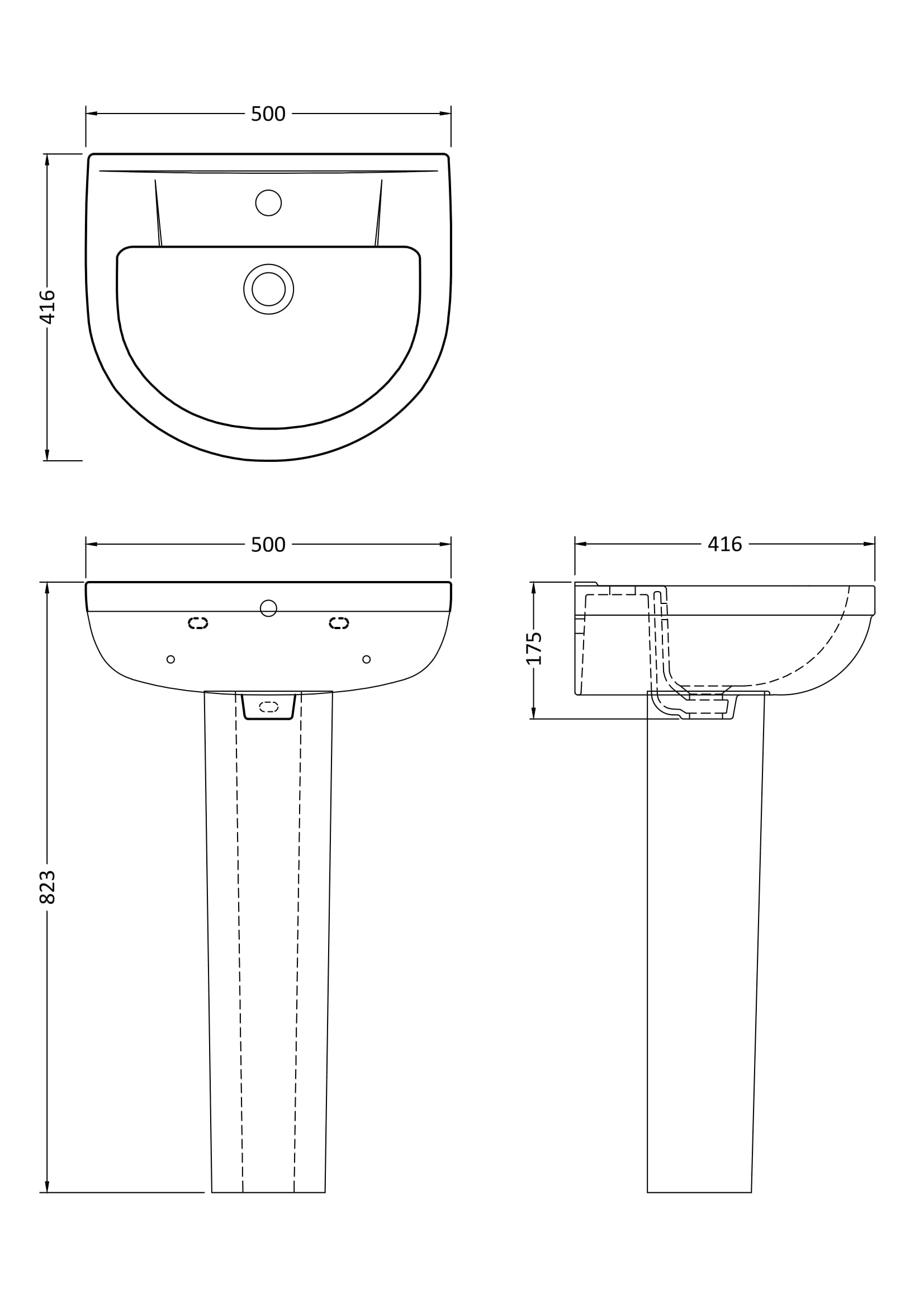 Harmony 500mm Basin & Pedestal - Image 4