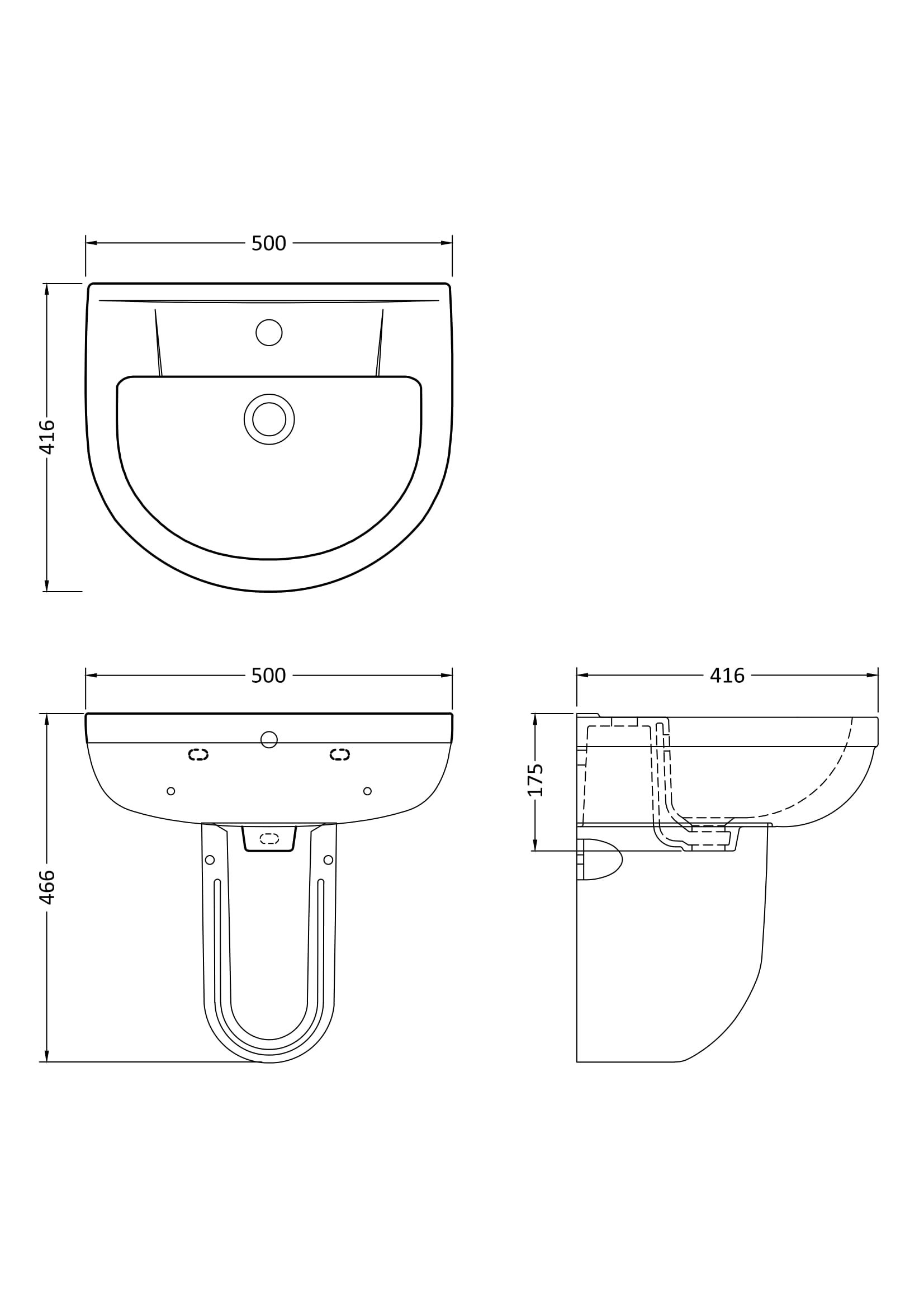 Harmony 500mm Basin & Semi Pedestal - Image 2