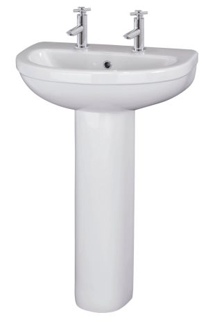 Ivo 550mm 2 Tap Hole Basin & Pedestal