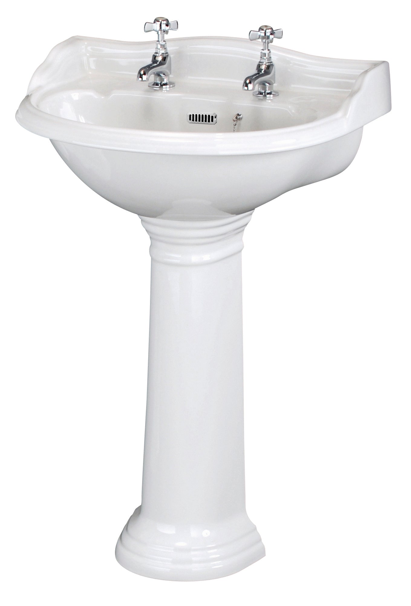 HR Chancery 600mm Basin & Pedestal 2 Tap Hole
