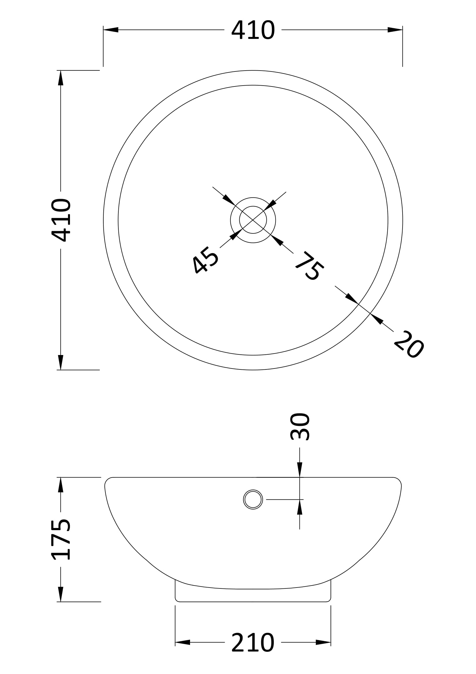 Round Vessel 410 x 410 x 175mm - Image 2