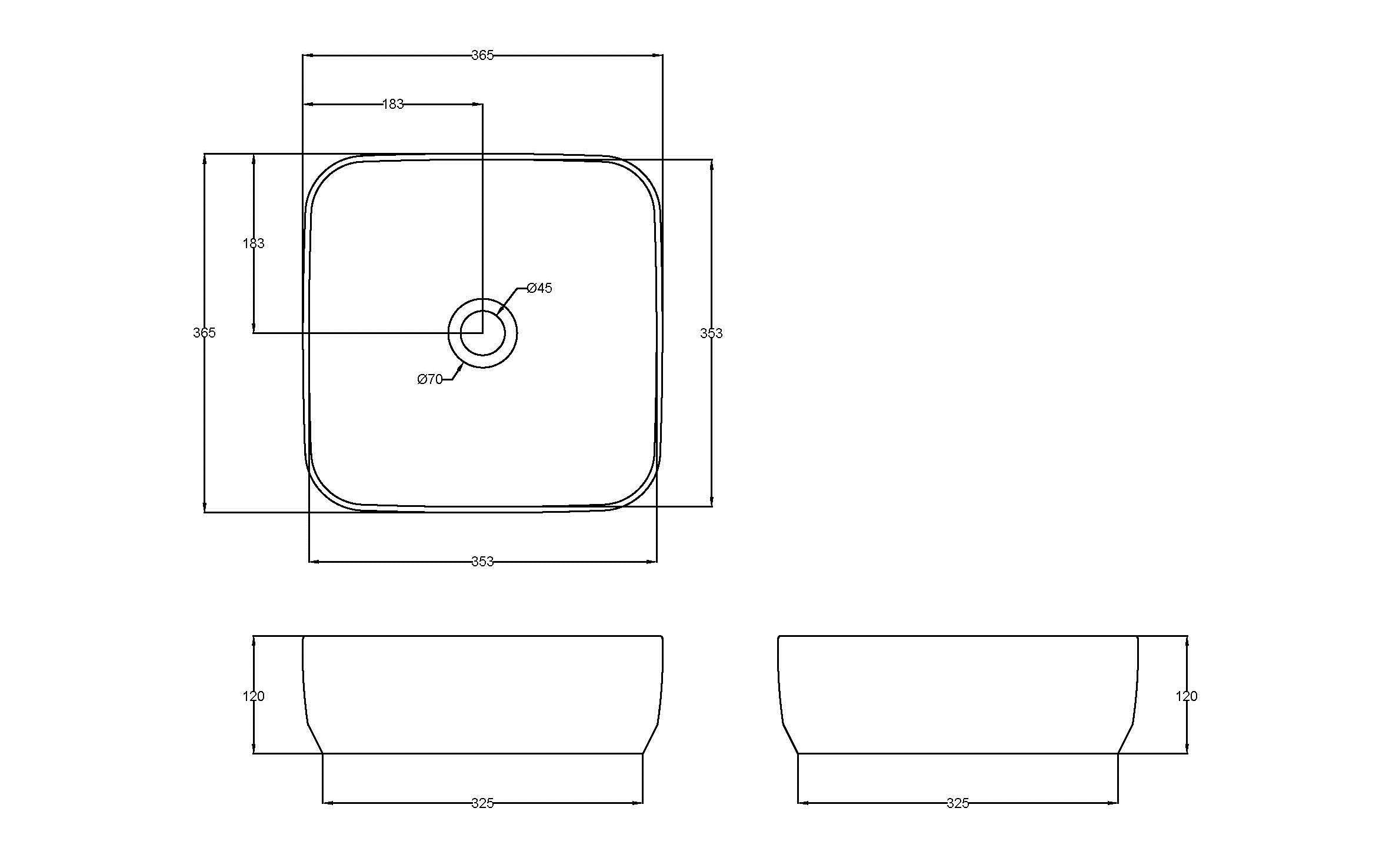 Square Vessel 365 x 365 x 120mm - Image 2