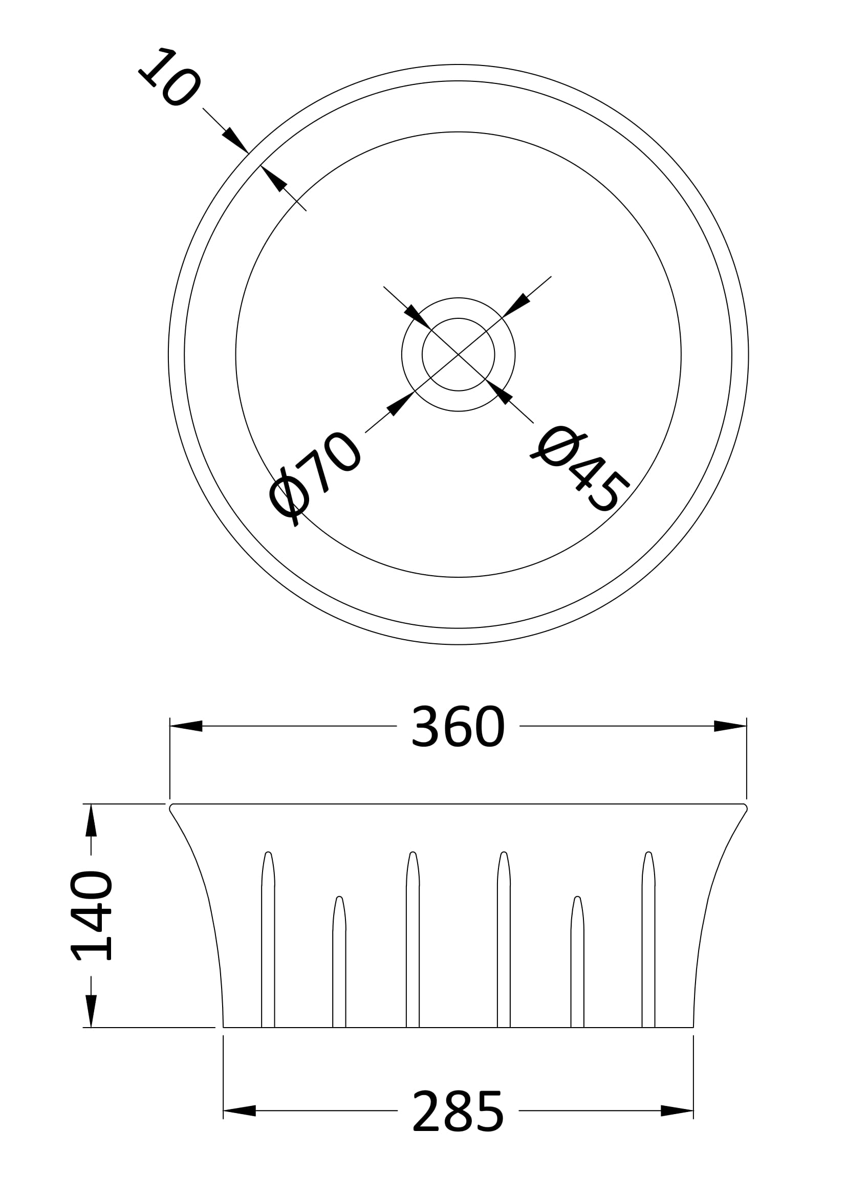 Round Vessel 358 x 368 x 137mm - Image 3