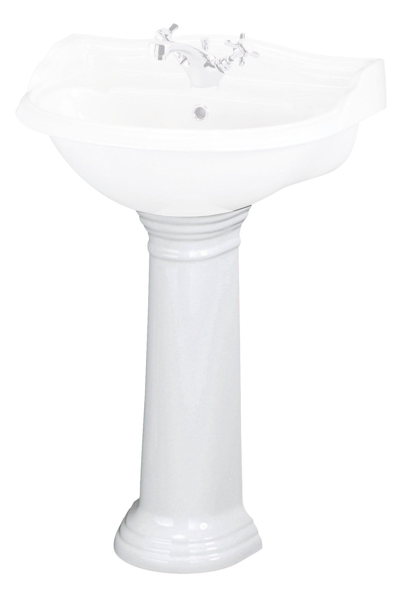 HR Chancery 600mm Basin & Pedestal 2 Tap Hole - Image 3