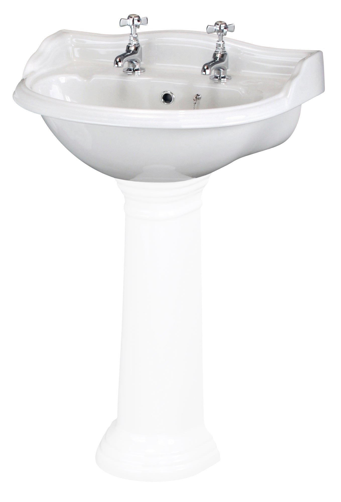 HR Chancery 600mm Basin & Pedestal 2 Tap Hole - Image 2