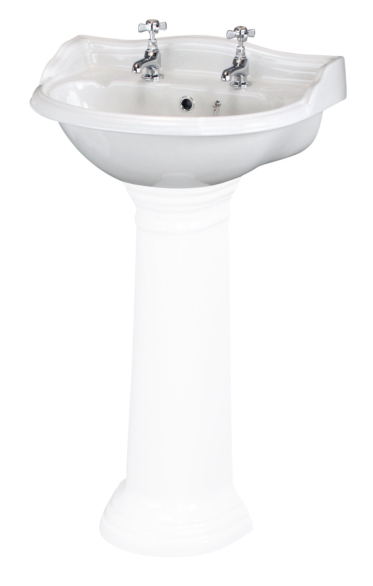 HR Chancery 500mm Basin & Pedestal 2 Tap Hole - Image 3