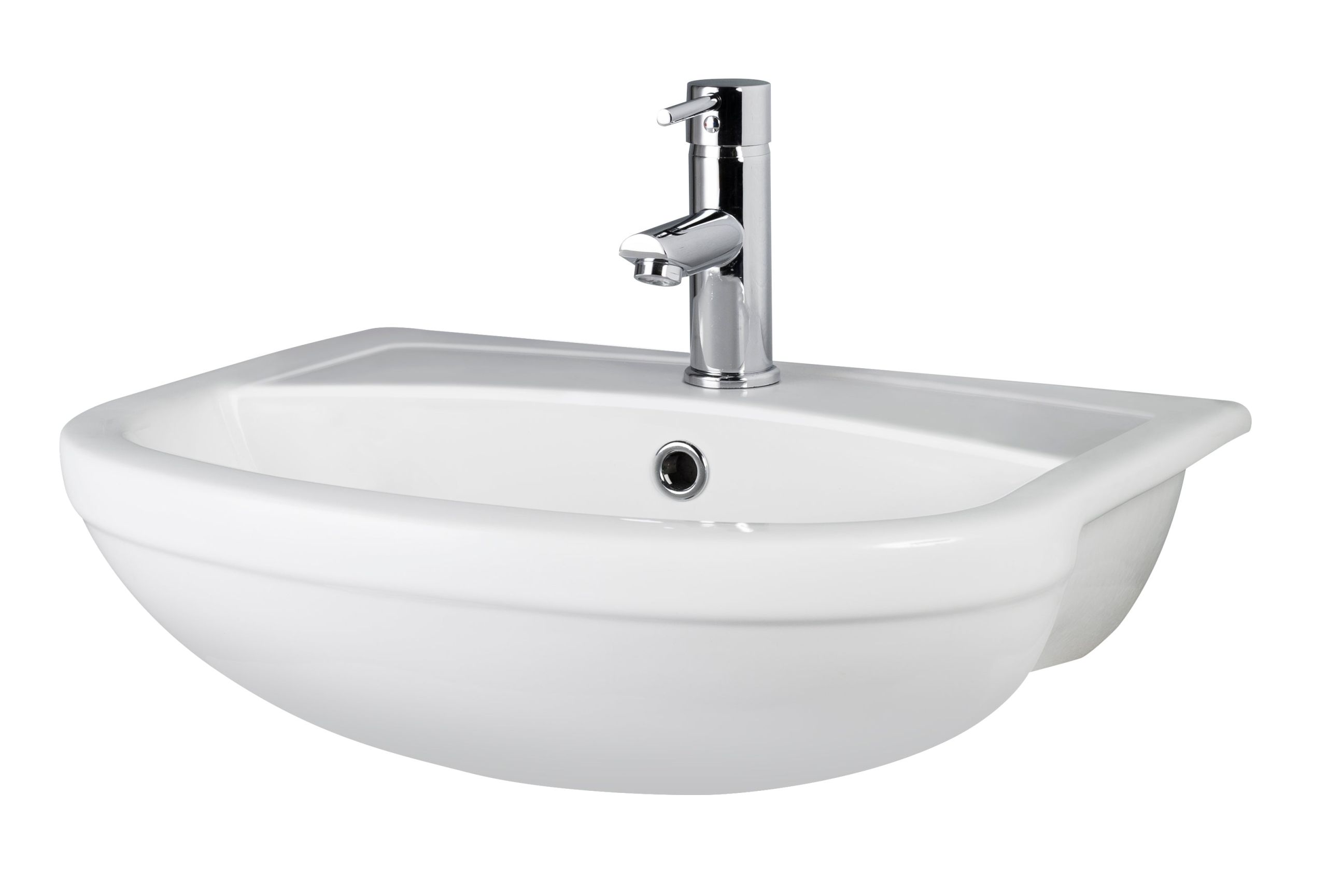 Fusion Fitted Round 1 Tap Hole Semi Recessed Ceramic Basin 500mm