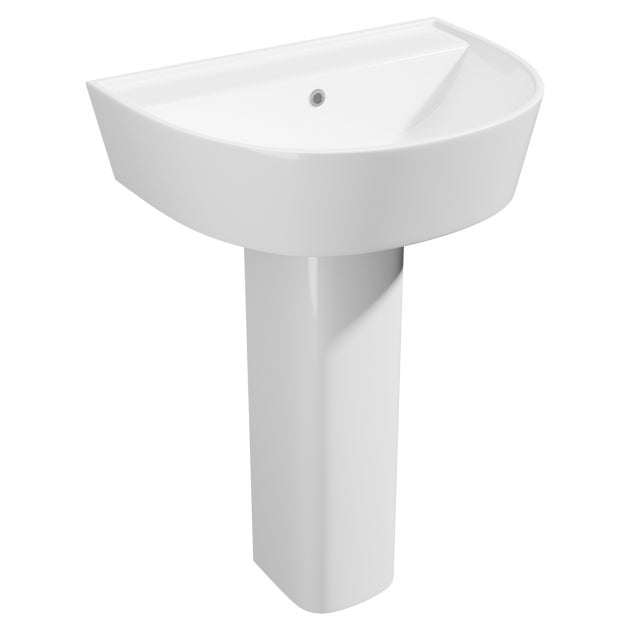 Prestige Genoa Round Basin with Full Pedestal 580mm Wide - 1 Tap Hole - Image 2
