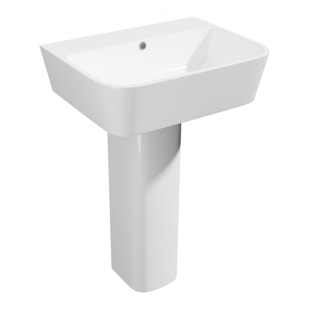 Prestige Genoa Square Basin with Full Pedestal 550mm Wide - 1 Tap Hole - Image 2
